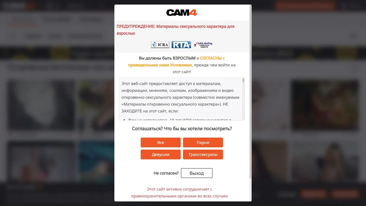 CAM4 live cam interface
